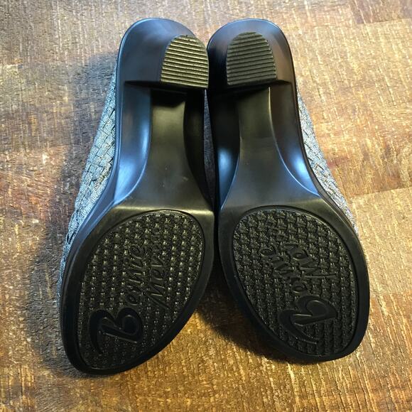 Bernie Mev Chesca Pump Shootie Womens 37 6-6.5 Silver Black Metallic Futuristic - Picture 11 of 11